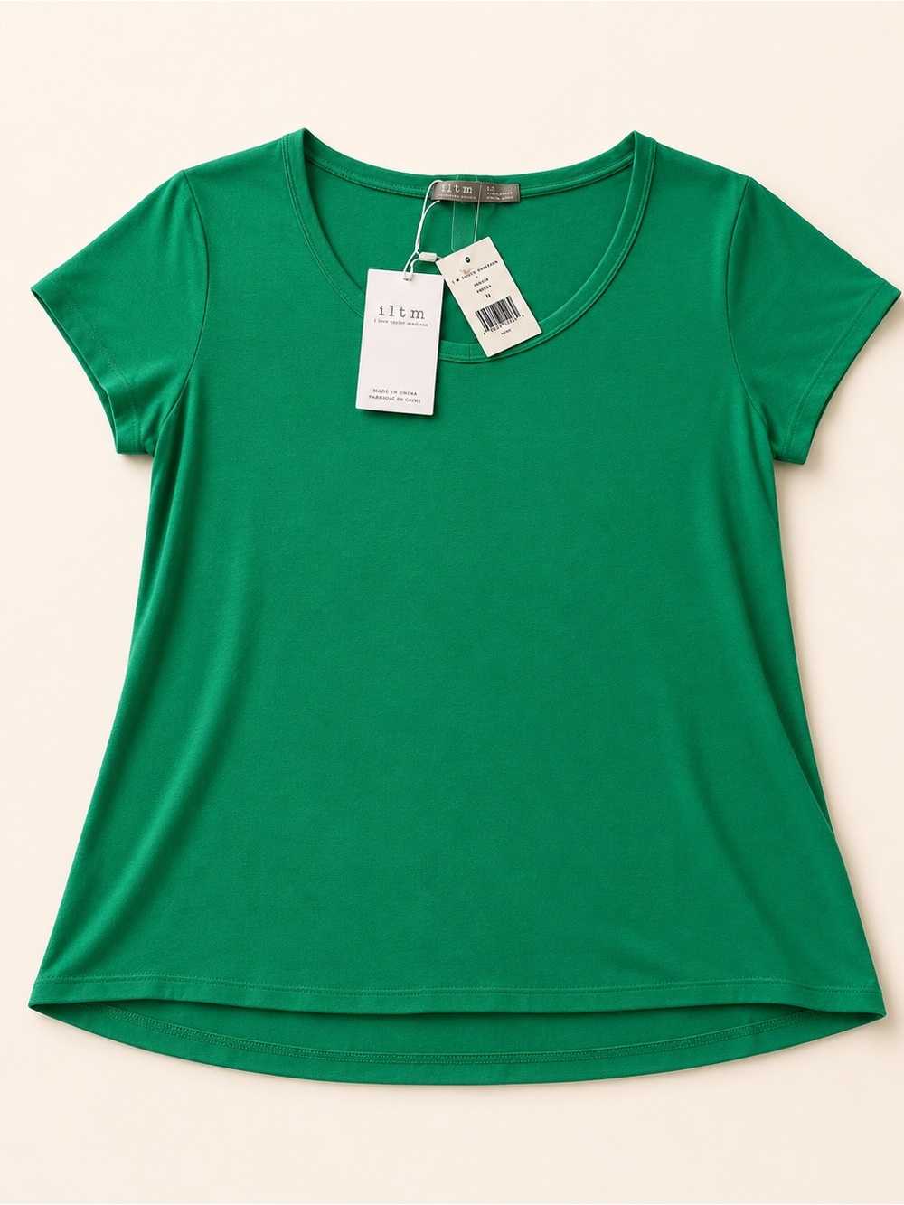 Women's Bright Green Scoop Neck Short Sleeve Tee by